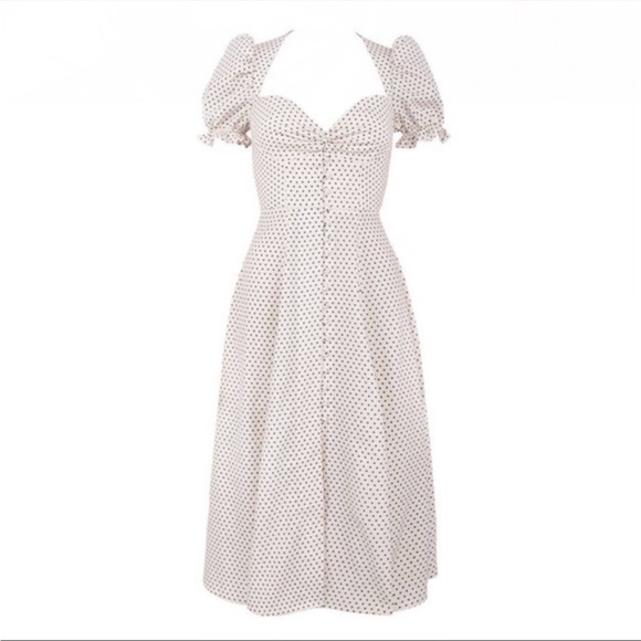 RARE HOUSE OF CB 'Ellery' Polka Dot Puff Sleeve Midi Sundress NWOT - Picture 6 of 11